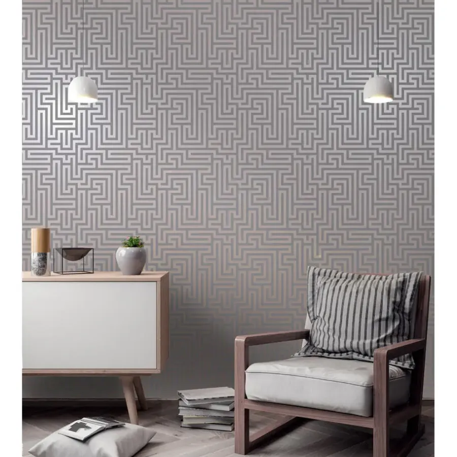Dutch Wallcoverings - Indulgence Maze grey/rose/gold - 0,53x10,05m