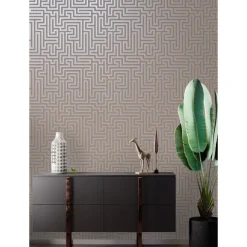 Dutch Wallcoverings - Indulgence Maze grey/rose/gold - 0,53x10,05m