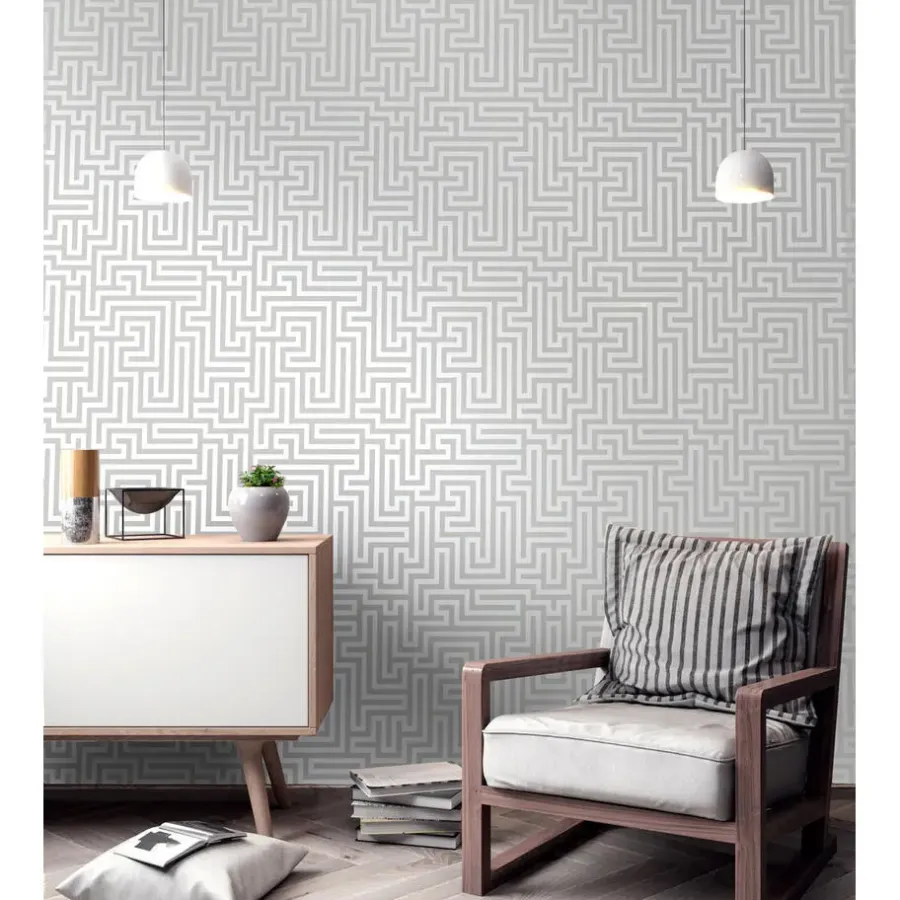 Behang-Dutch Wallcoverings - Indulgence Maze grey - 0,53x10,05m