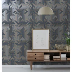 Behang-Dutch Wallcoverings - Indulgence Maze navy - 0,53x10,05m