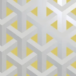 Behang-Dutch Wallcoverings - Indulgence Trident geo grey/yellow -0,53x10,05m