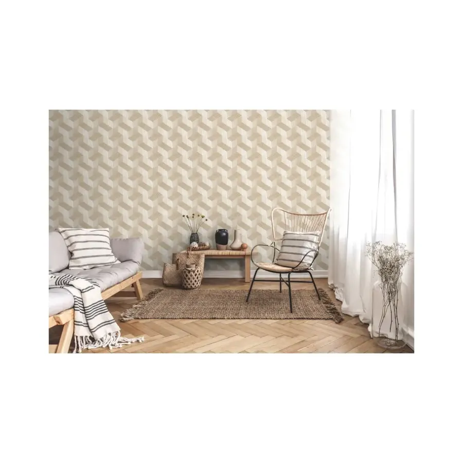 Behang-Dutch Wallcoverings - Jungle Fever Freno wit/goud - 0,53x10,05m