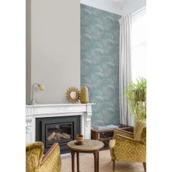 Behang-Dutch Wallcoverings - Myriad Palm Springs blauw/grijs - 0,53x10,05m
