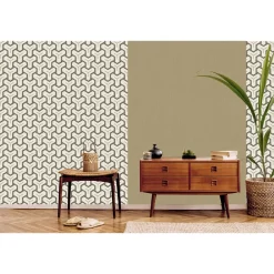 Dutch Wallcoverings - Onyx dessin wit/zwart/beige - 0,53x10,05m