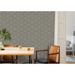 Behang-Dutch Wallcoverings - Onyx dessin grijs/beige - 0,53x10,05m