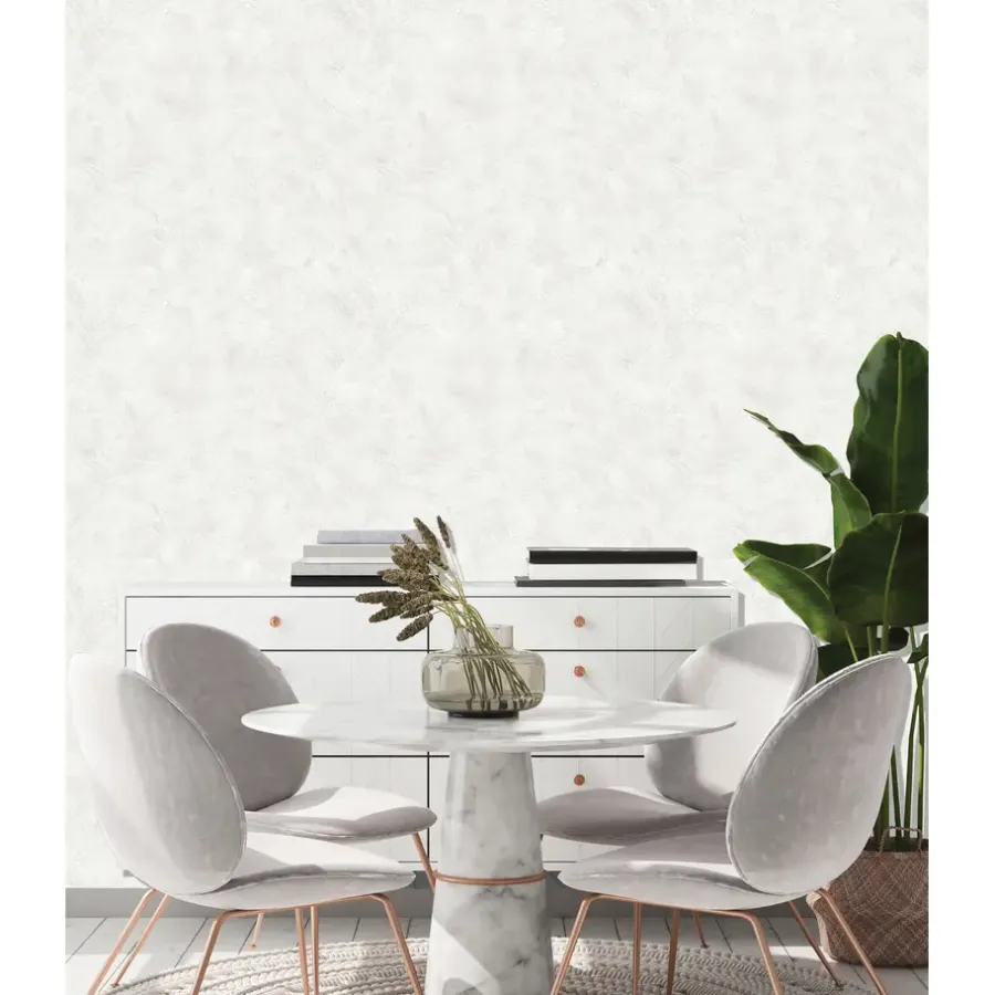 Behang-Dutch Wallcoverings - Palma uni wit - 0,53x10,05m