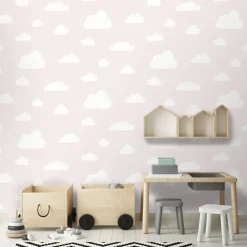 Behang-Dutch Wallcoverings behang - My Kingdom Clouds roze/wit - 0.53x10,05m