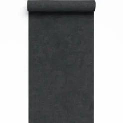 Behang-Dutch Wallcoverings Vliesbehang Linen & Textures uni - blacksilver - 10m x 53cm