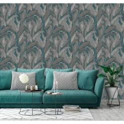 Behang-Dutch Wallcoverings Vliesbehang Renaissance leaves - blauw - 10,05m x 53cm