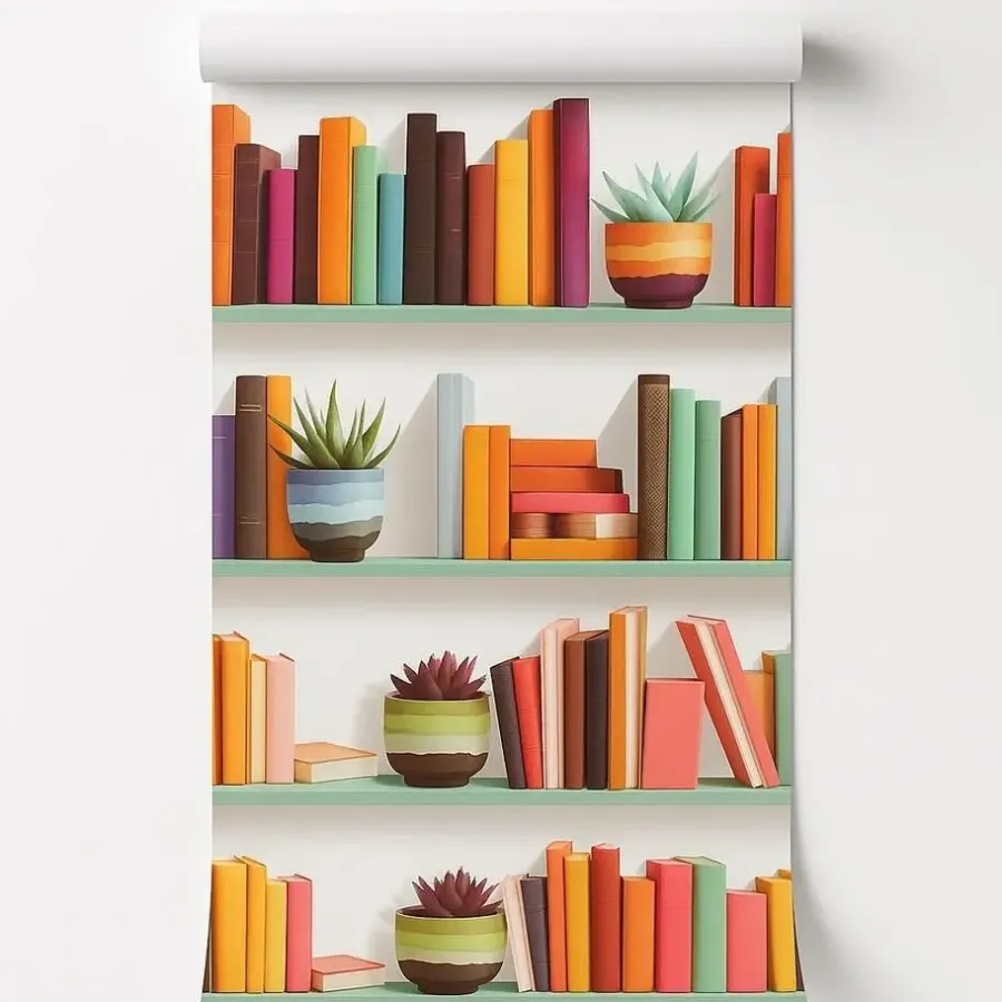 Dutch Wallcoverings Vliesbehang Artifice boeken/planken - grijs - 10,05m x 53cm