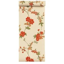 Behang-Dutch Wallcoverings Vliesbehang Fabric Touch flower - rood - 10,05m x 53cm