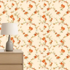 Behang-Dutch Wallcoverings Vliesbehang Fabric Touch flower - rood - 10,05m x 53cm