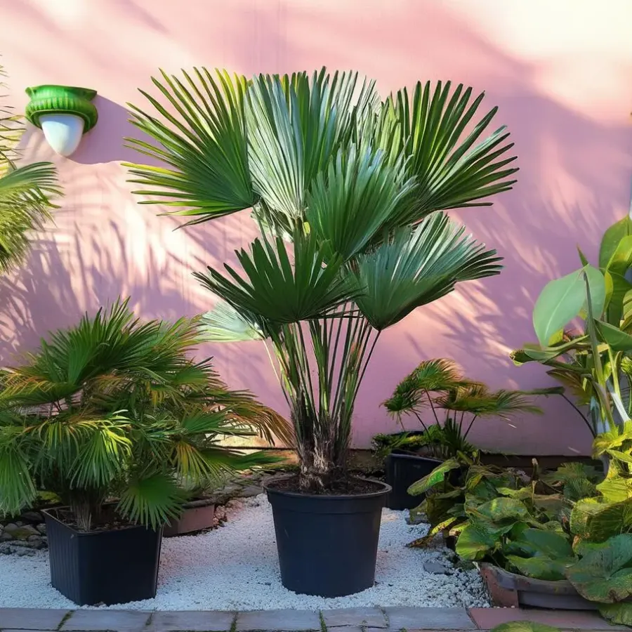 Plant in a Box Dwergpalm - Chamaerops 'Vulcano' - Hoogte 35-45cm - ⌀19cm