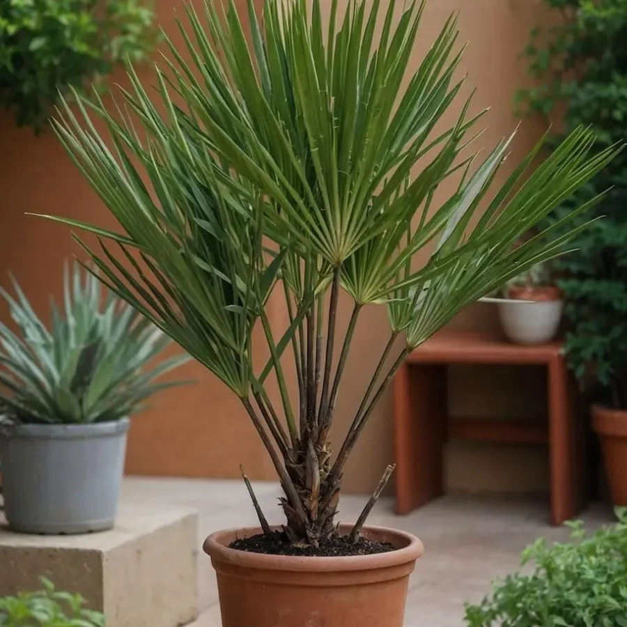 Plant in a Box Dwergpalm - Set van 2 - Chamaerops humilis - Hoogte 50-60cm - ⌀15cm