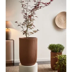 Leen Bakker EANTIO - Bloempot - 37 x 37 x 56 cm - Bruin - Kleivezels