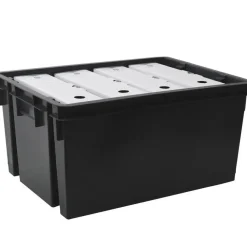 Opbergboxen-EDA Opbergkrat 50L - zwart - kunststof - 56 x 41 x 29 - stapelbaar/nestbaar