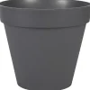 EDA Toscane Bloempot - kunststof - antraciet - D30 x H26 cm