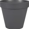 EDA Toscane Bloempot - kunststof - antraciet - D20 x H17 cm
