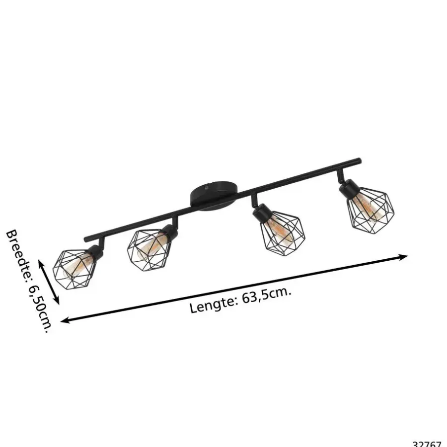 EDI light Zapata 1 Opbouwspot - 4 lichts - G9 - Glas - Amber