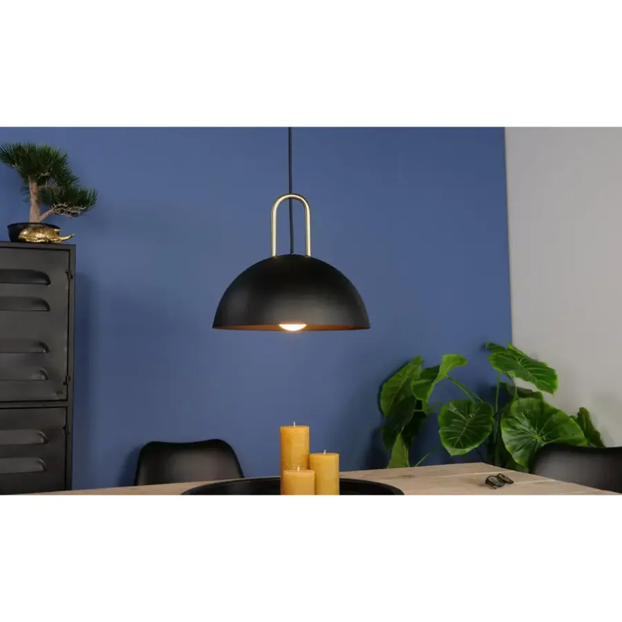 Hanglampen-EDI light CalmaneraHanglamp-E27-Ø32,5cm-Zwart/Geelkoper