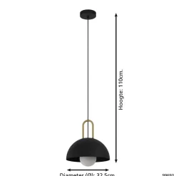 Hanglampen-EDI light CalmaneraHanglamp-E27-Ø32,5cm-Zwart/Geelkoper