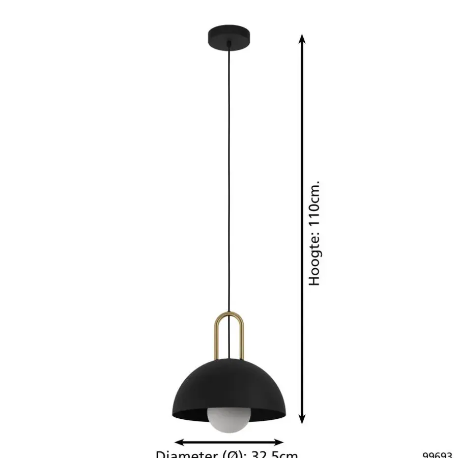 Hanglampen-EDI light CalmaneraHanglamp-E27-Ø32,5cm-Zwart/Geelkoper