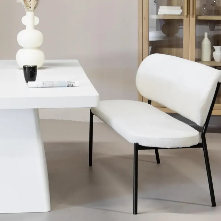 Eetkamerbanken-Giga Meubel Eetkamerbank Beige Stof - Diepte 63cm - Zitbreedte 160cm - Maddie
