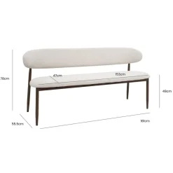 Giga Meubel Eetkamerbank Beige/Naturel - Zithoogte 47cm - 160x55x77cm - Alexia