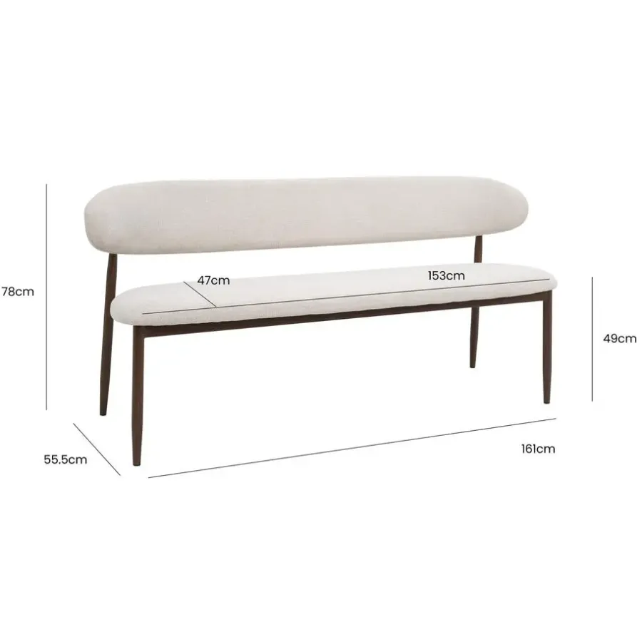 Giga Meubel Eetkamerbank Beige/Naturel - Zithoogte 47cm - 160x55x77cm - Alexia