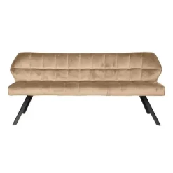 Eetkamerbanken-Dimehouse Eetkamerbank Lino Velvet Stof Champagne 180 cm Geblokt