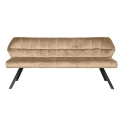 Eetkamerbanken-Dimehouse Eetkamerbank Lino Velvet Stof Champagne 180 cm Geblokt