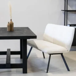 Eetkamerbanken-Giga Meubel Eetkamerbank Rechthoek - Beige Stof - 160x60x88cm - Harper