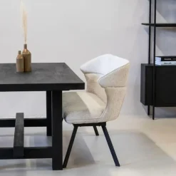 Eetkamerbanken-Giga Meubel Eetkamerbank Rechthoek - Beige Stof - 160x60x88cm - Avery