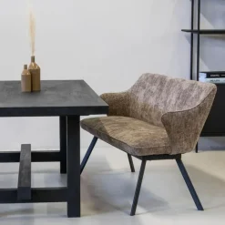 Giga Meubel Eetkamerbank Rechthoek - Taupe Stof - 160x60x88cm - Taylor