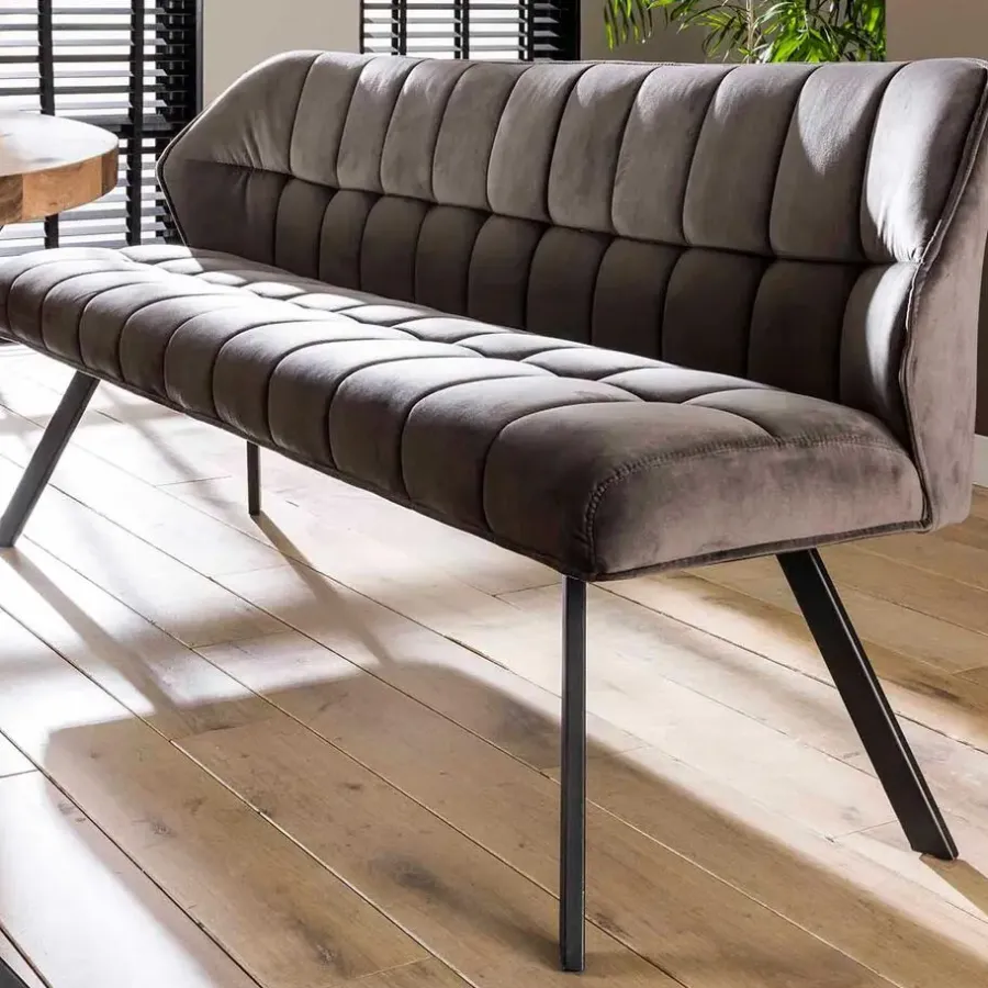 Emob Eetkamerbank Rilla 180cm velours - antraciet