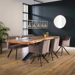 Emob Eetkamerbank Rilla 180cm velours - antraciet
