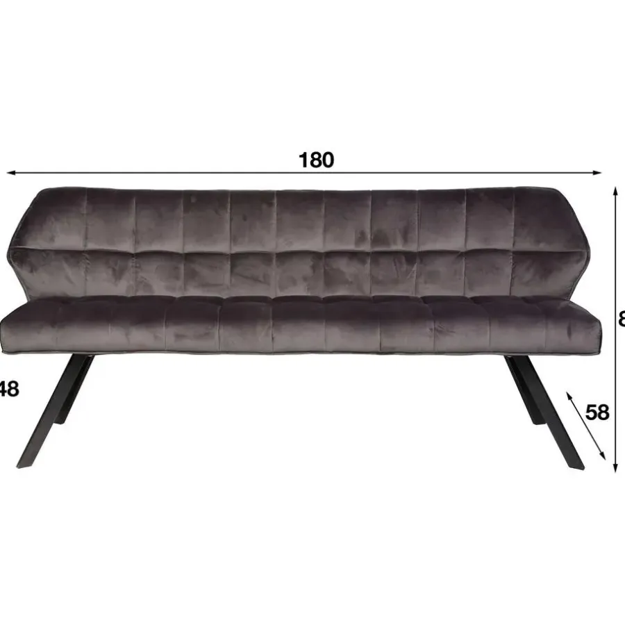 Emob Eetkamerbank Rilla 180cm velours - antraciet