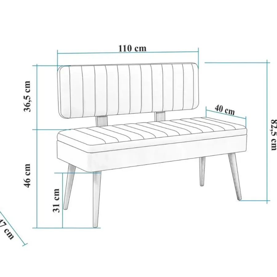 Eetkamerbanken-Emob Eetkamerbank Vina - 110x40x82cm - den/antraciet