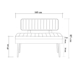 Eetkamerbanken-Emob Eetkamerbank Vina - 110x40x82cm - den/antraciet