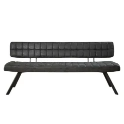 Giga Living Eetkamerbank Zwart Kunstleer - 180cm - Kruisstiksel