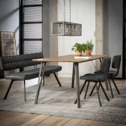Giga Living Eetkamerbank Zwart Kunstleer - 180cm - Kruisstiksel