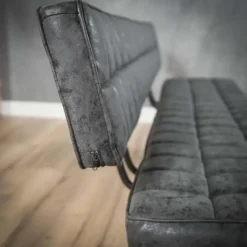 Giga Living Eetkamerbank Zwart Kunstleer - 180cm - Kruisstiksel