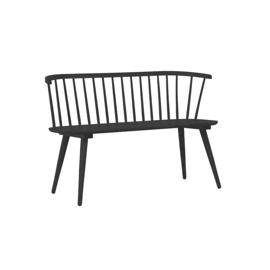 Eetkamerbanken-Fjôrd Eetkamerbank Zwart Rubberhout - 120x49x77cm - Bobby