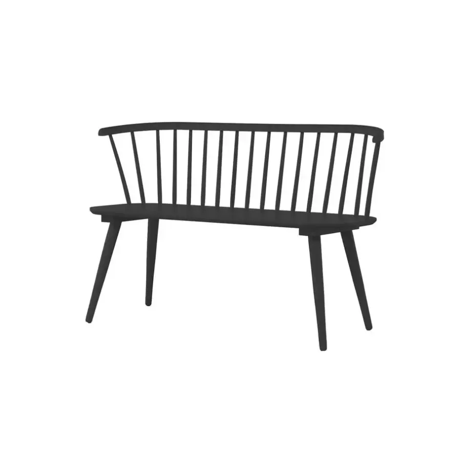 Eetkamerbanken-Fjôrd Eetkamerbank Zwart Rubberhout - 120x49x77cm - Bobby