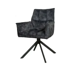 Eetkamerstoelen-StarFurn Eetkamerstoel Antraciet Velvet - Draaibaar - Dani - Set van 2