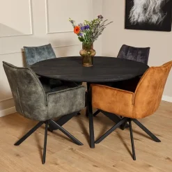 Eetkamerstoelen-StarFurn Eetkamerstoel Antraciet Velvet - Draaibaar - Dani - Set van 2