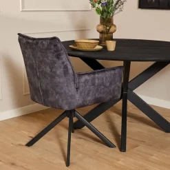Eetkamerstoelen-StarFurn Eetkamerstoel Antraciet Velvet - Draaibaar - Dani - Set van 2