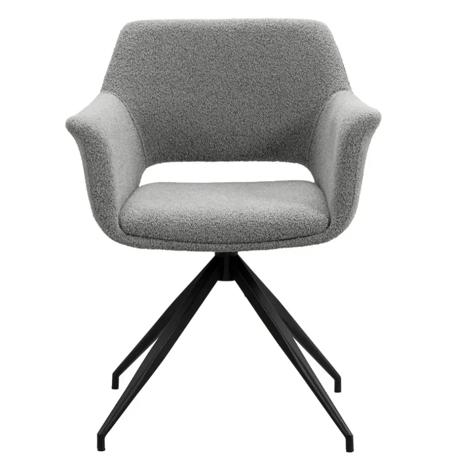 Eetkamerstoelen-Leen Bakker Eetkamerstoel Belle - stof - grijs