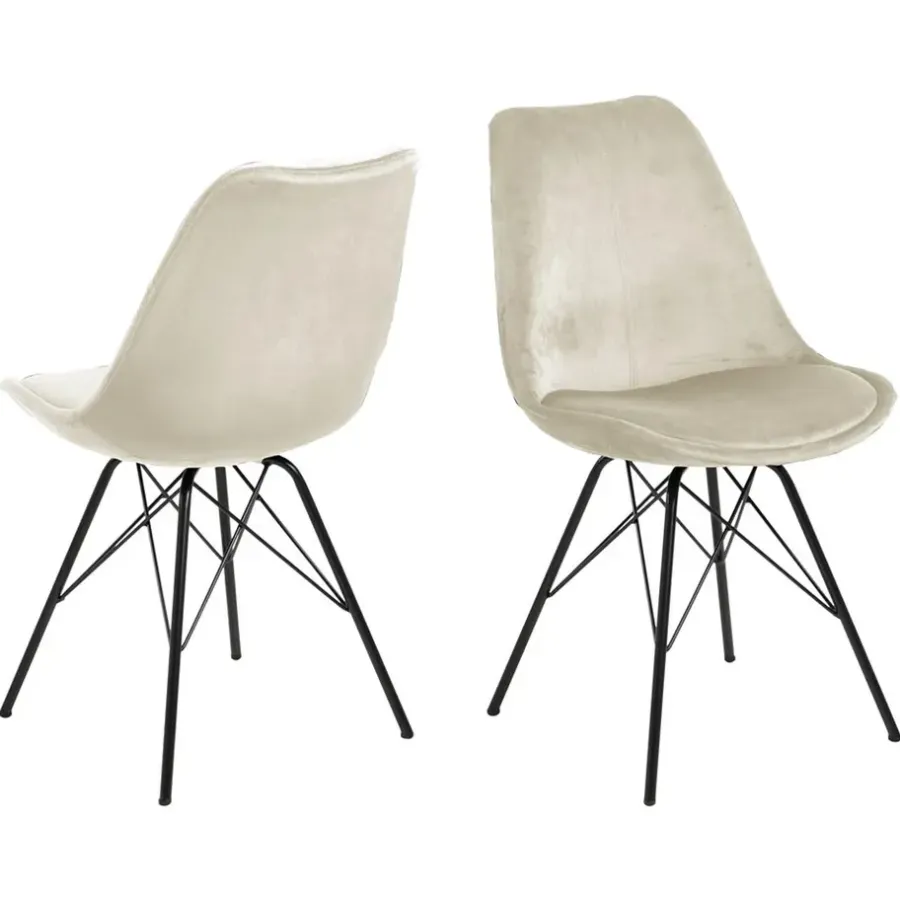 Leen Bakker Eetkamerstoel Bonn (2 stuks) - velvet - zand
