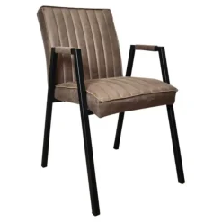 Eetkamerstoelen-StarFurn Eetkamerstoel Bruin - Incl. Armleuning - Tivoli